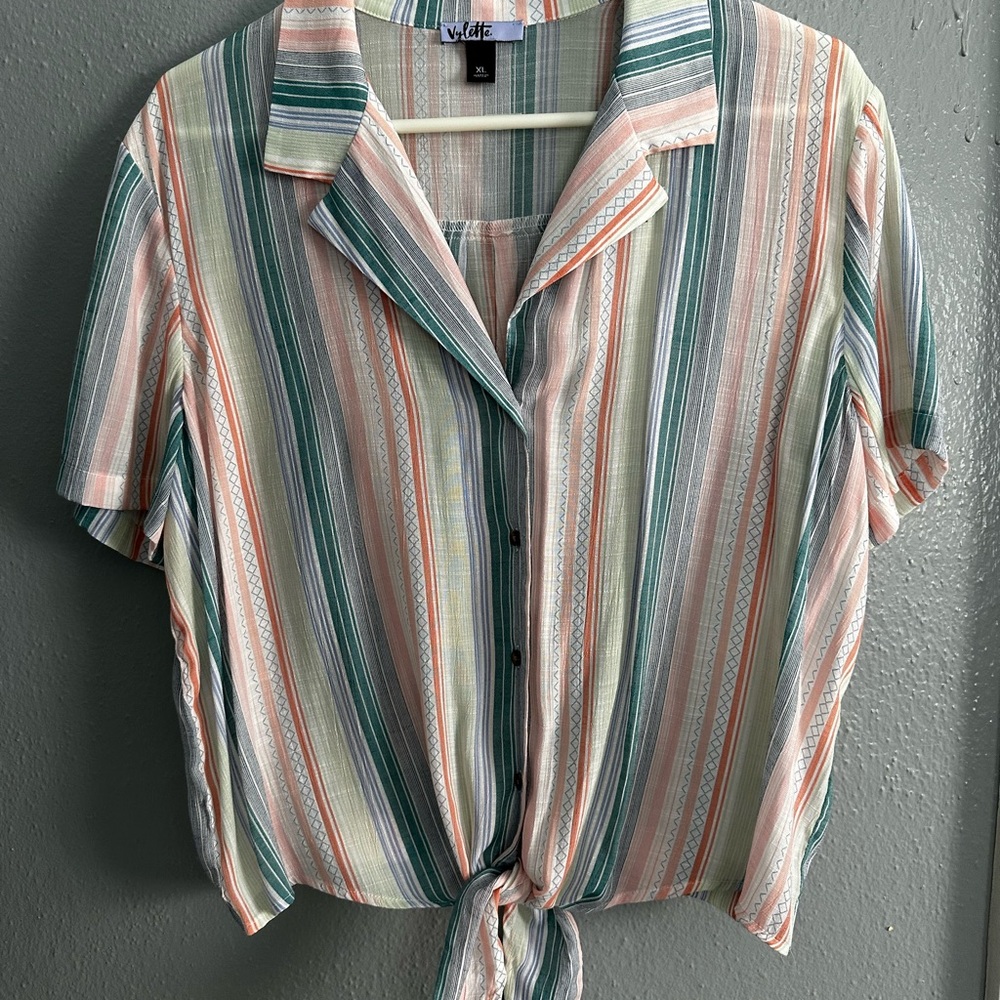 Striped Button Down Shirt - Multicolor